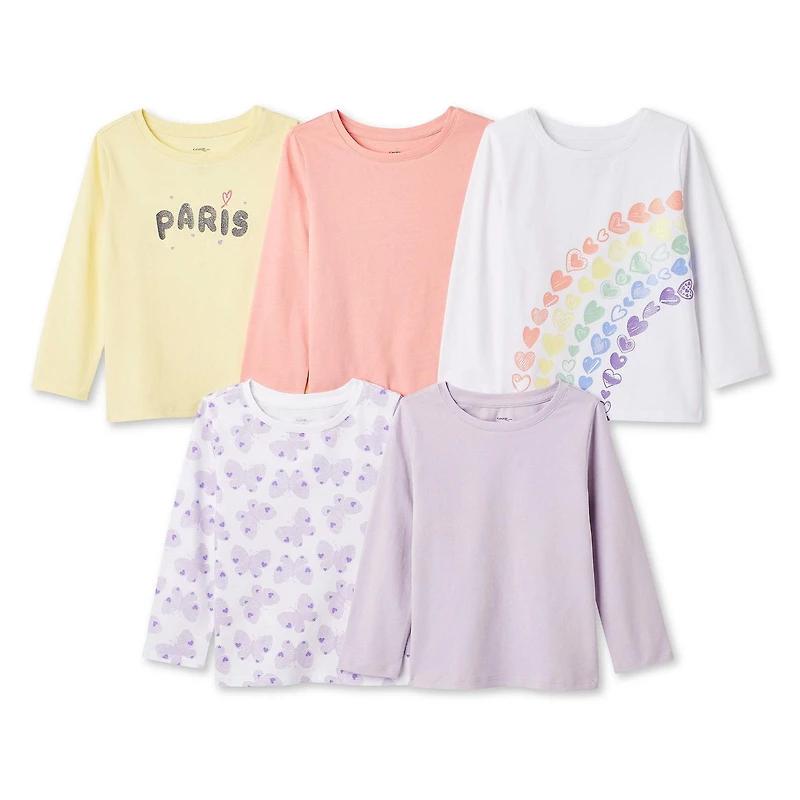 Lot de 5 t-shirts à manches longues George pour petites filles