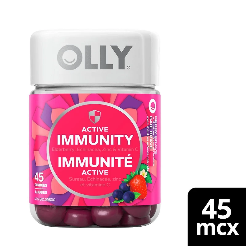 Suppléments Gélifiés OLLY Immunité Active Baie Brave 45 Suppléments Gélifiés