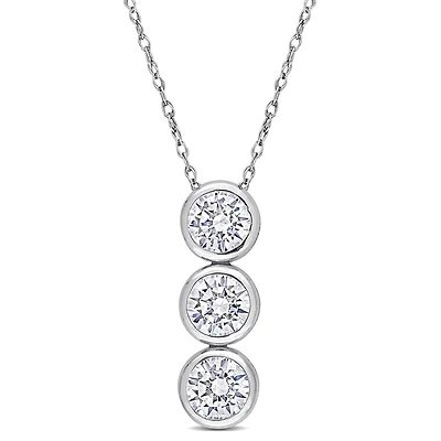 Collier à 3-pierres de Miabella avec 2-1/3 Carat PBT de Zircon cubique en argent sterling