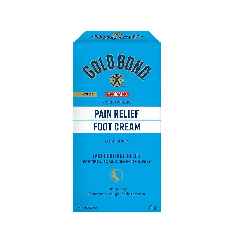 Gold Bond Medicated Crème analgésique pour les pieds, tube de 113 g, crème pour les pieds pour un soulagement rapide et temporaire des douleurs mineures aux pieds, douleurs musculaires et articulaires associées à l'arthrite, aux entorses et aux foulures 113g