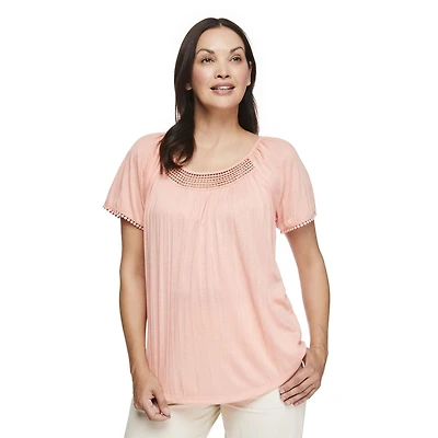 Penmans Women's Crochet Trim Peasant Top