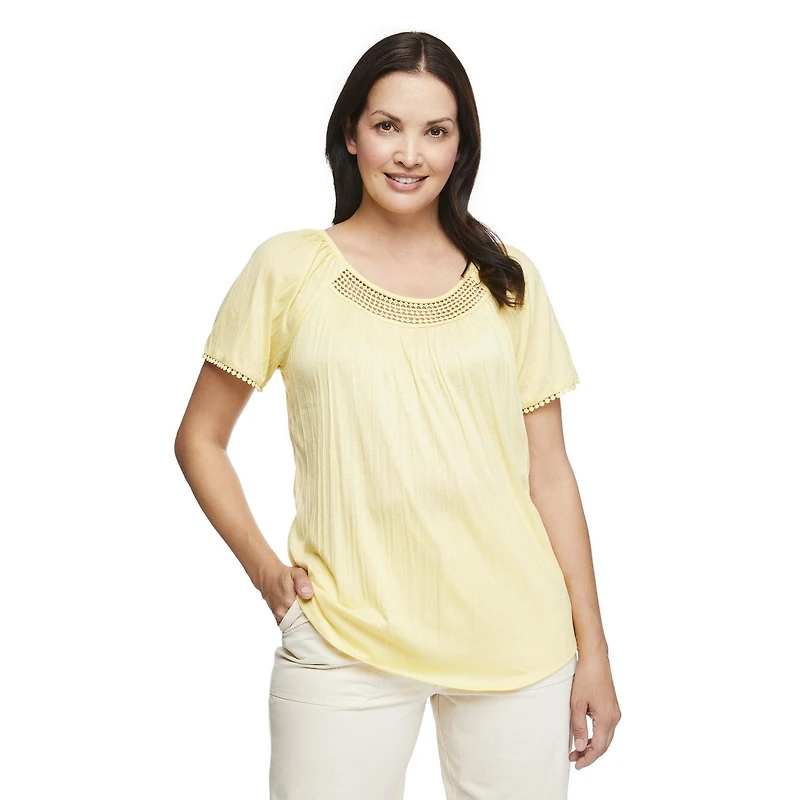 Penmans Women's Crochet Trim Peasant Top