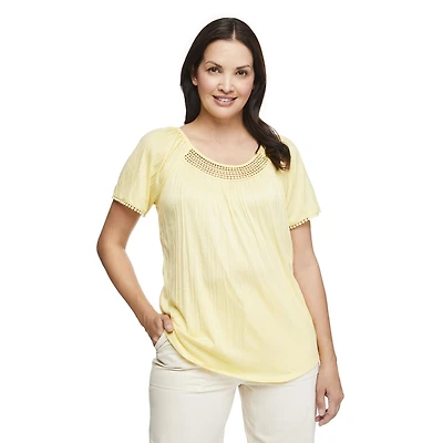 Penmans Women's Crochet Trim Peasant Top