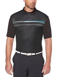 Ben Hogan Men's Performance Stacked Mini Geometric Print short Sleeve Polo Shirt