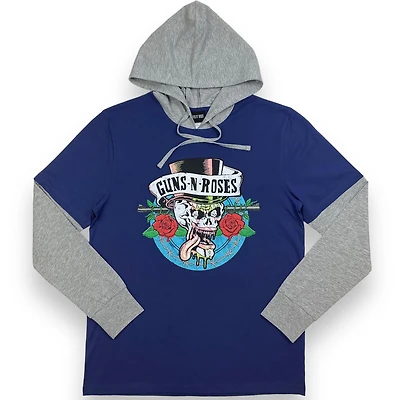 Gun's N Roses sweat à capuche en jersey à enfiler pour hommes est un vêtement décontracté à manches longues et à coupe ample, avec un sweat à capuche gris et