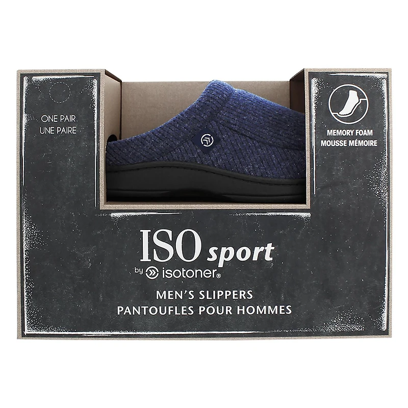 ISOsport by isotoner® Men's Miles Heather Knit Hoodback Slippers
