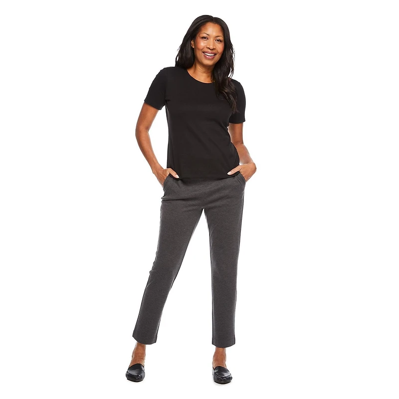 T-shirt en tricot interlock à encolure ras du cou Iyla pour femmes Tailles P-TTG