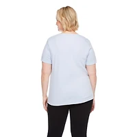 T-shirt à encolure ras du cou en tricot interlock Iyla plus pour femmes Tailles 1X-4X