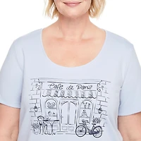 T-shirt à encolure ras du cou en tricot interlock Iyla plus pour femmes Tailles 1X-4X