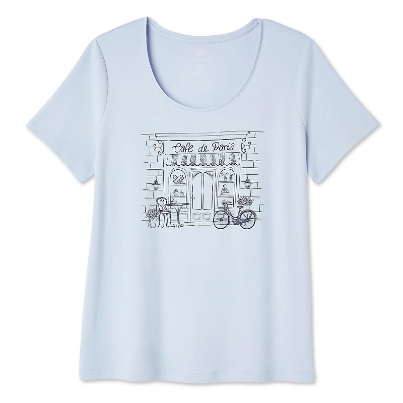 T-shirt à encolure ras du cou en tricot interlock Iyla plus pour femmes Tailles 1X-4X