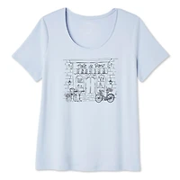T-shirt à encolure ras du cou en tricot interlock Iyla plus pour femmes Tailles 1X-4X