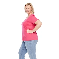 Iyla Women's Plus Interlock Crew Neckline Tee, Sizes 1X-4X