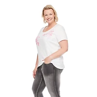 T-shirt à encolure ras du cou en tricot interlock Iyla plus pour femmes Tailles 1X-4X