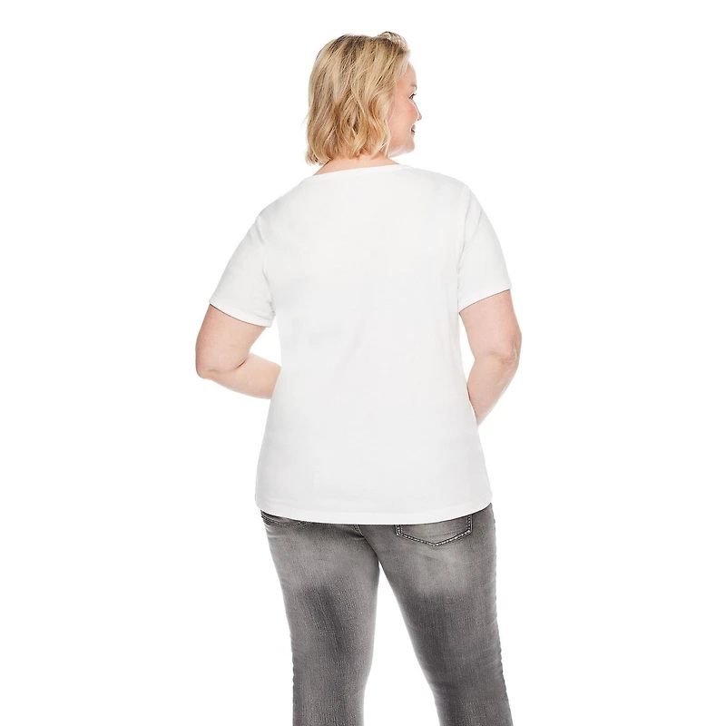 T-shirt à encolure ras du cou en tricot interlock Iyla plus pour femmes Tailles 1X-4X