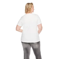 T-shirt à encolure ras du cou en tricot interlock Iyla plus pour femmes Tailles 1X-4X