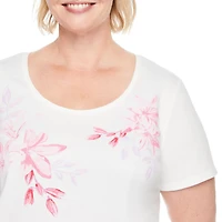 T-shirt à encolure ras du cou en tricot interlock Iyla plus pour femmes Tailles 1X-4X
