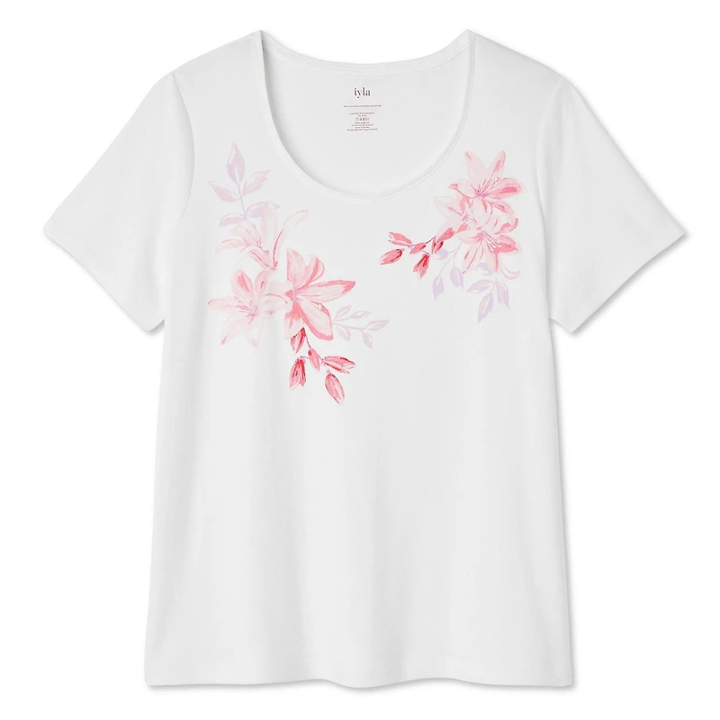 T-shirt à encolure ras du cou en tricot interlock Iyla plus pour femmes Tailles 1X-4X