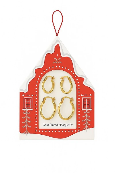 Luxury Designs Gold-Plated Duo Twist Click Hoops – 15mm & 20mm