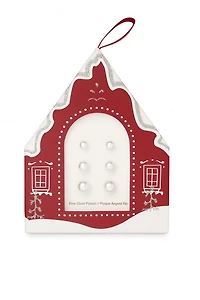 Luxury Designs Silver Plated Trio Faux Pearl Studs