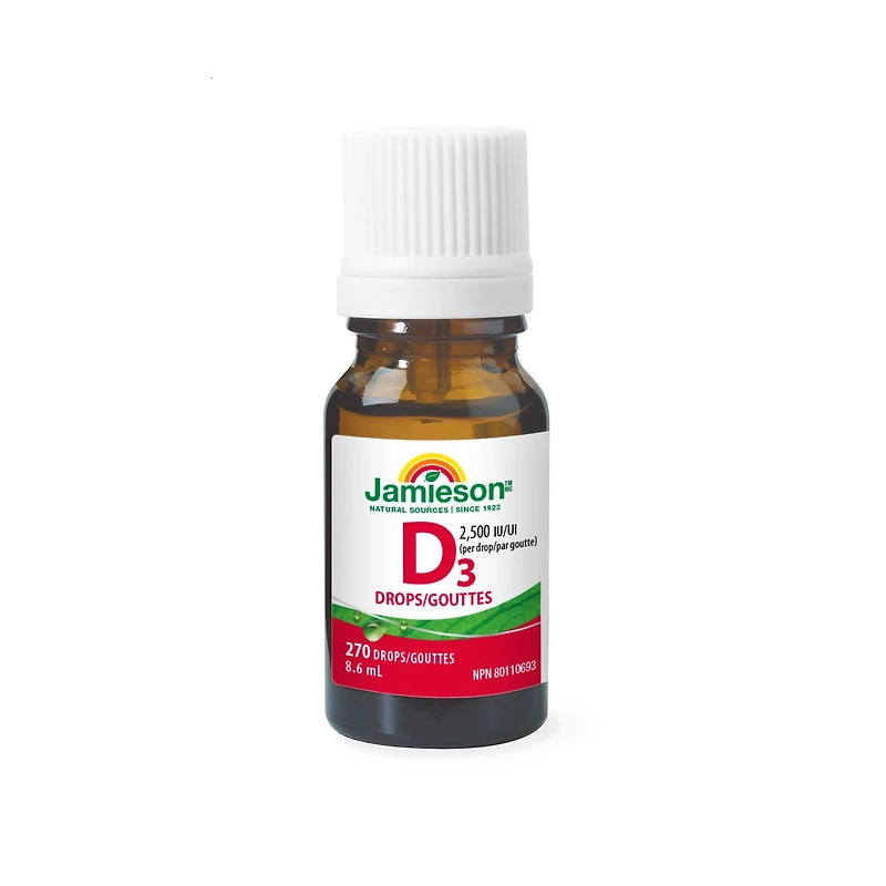 Jamieson Vitamin D3 Drops, 2500 IU, 8.6 mL
