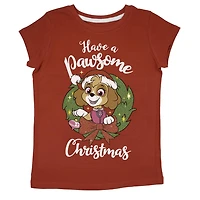 Paw Patrol Girl's Christmas Short Sleeve T-Shirt