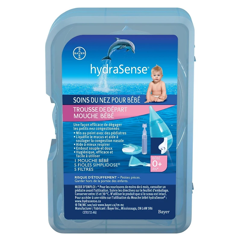 hydraSense Baby Nasal Aspirator, Baby Nasal Care, Gently Relieves Congestion in Babies, Non-Medicated, with 100% Natural Source Seawater