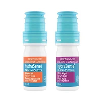 hydraSense Eye Drops Day and Night Pack, For Dry Eyes, Preservative Free, Naturally Sourced Lubricant, Twin Pack (2 x 10 mL), 20 mL