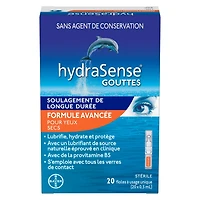 hydraSense Advanced Eye Drops, Single Use Vials, for Dry Eye, Preservative free, 20 single use vials