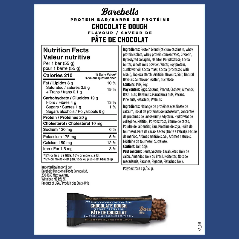 Barebells Protein Bars, Chocolate Dough, 4 Pack
