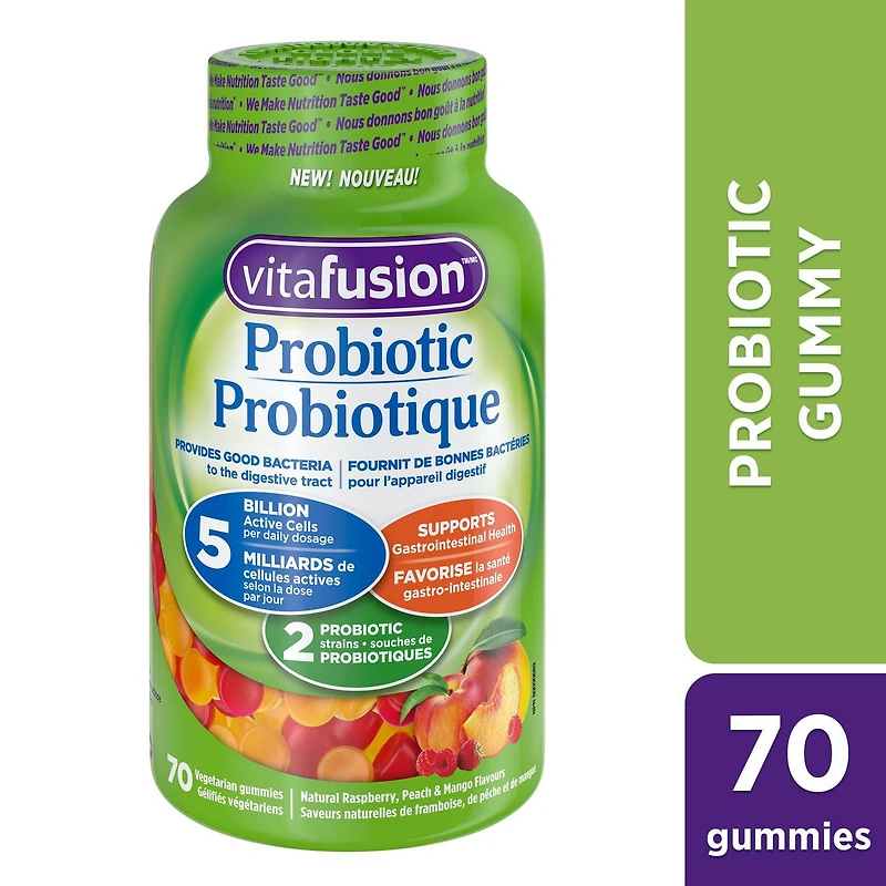 Vitafusion Probiotic Gummy Supplements, 70 gummies, natural flavours