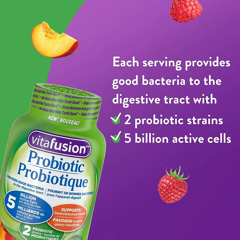 Vitafusion Probiotic Gummy Supplements, 70 gummies, natural flavours