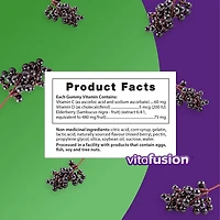 Vitafusion Elderberry Gummies - 225 mg of Elderberry Juice per Serving, For Cold & Flu + Vitamin C & D for Immune Support, 60 Count, 60 supplements