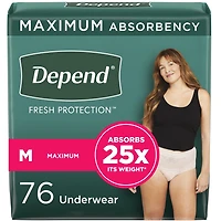 Depend Fresh Protection Adult Incontinence Underwear for Women (Formerly Depend Fit-Flex), Disposable, Maximum, Blush