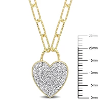 Collier coeur de Miabella avec 1-1/8 carat PBT de saphir blanc synthétique en argent sterling plaqué jaune