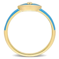 Bague mauvais oeil émail bleu de Miabella avec saphir blanc synthétique en argent sterling plaqué jaune