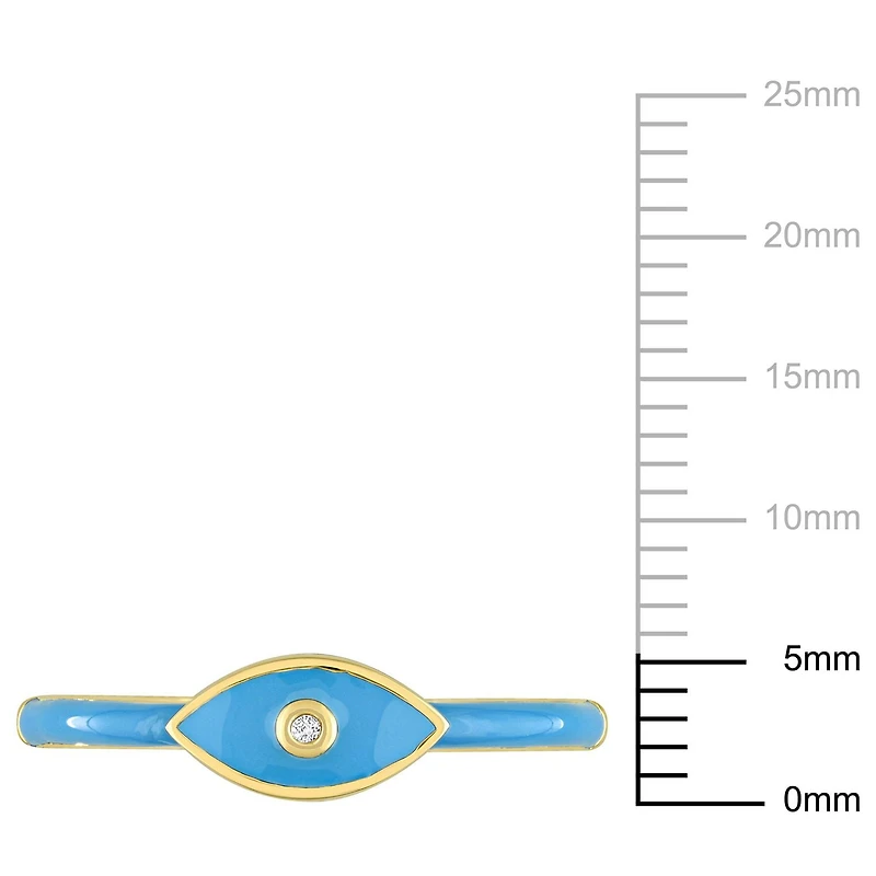 Bague mauvais oeil émail bleu de Miabella avec saphir blanc synthétique en argent sterling plaqué jaune