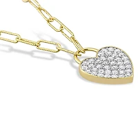 Collier coeur de Miabella avec 1-1/8 carat PBT de saphir blanc synthétique en argent sterling plaqué jaune