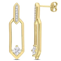 Miabella 1 Carat T.G.W. White Topaz Yellow Rhodium-Plated Sterling Silver Geometric Hanging Earrings