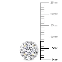 Miabella 1-3/4 Carat T.G.W. Created White Sapphire Yellow Rhodium-Plated Sterling Silver Halo Stud Earrings