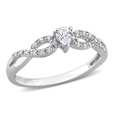 Miabella 1/4 Carat T.G.W. Created White Sapphire and 1/10 Carat T.W. Diamond Sterling Silver Infinity Promise Ring
