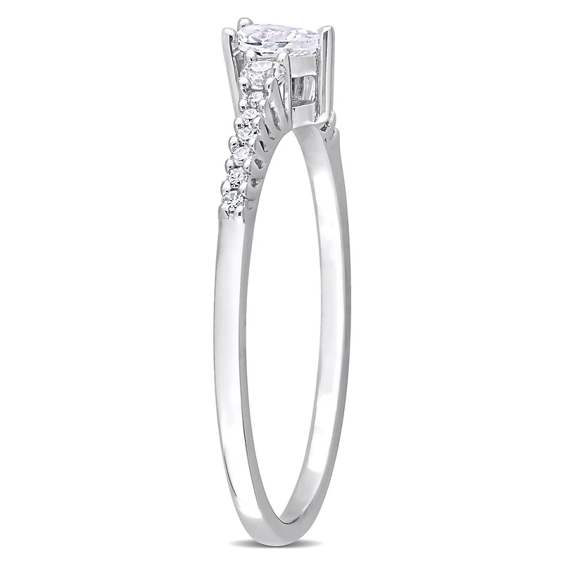 Bague de promesse de Miabella avec 1/3 carat PBT de Saphir blanc synthétique et diamant en argent sterling