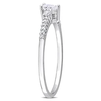 Bague de promesse de Miabella avec 1/3 carat PBT de Saphir blanc synthétique et diamant en argent sterling