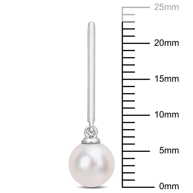 Miabella Cultured Freshwater Pearl 10K White Gold Drop Earrings