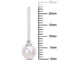 Miabella Cultured Freshwater Pearl 10K White Gold Drop Earrings