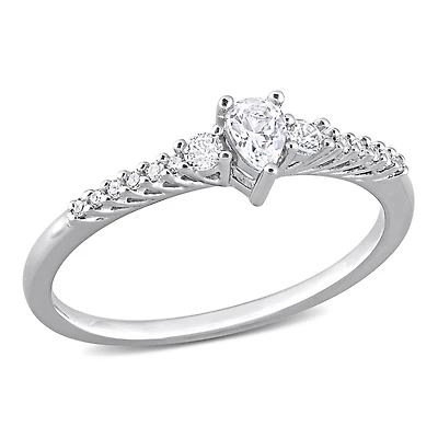 Miabella 1/3 Carat T.G.W. Created White Sapphire and Diamond Accent Sterling Silver Promise Ring