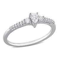 Bague de promesse de Miabella avec 1/3 carat PBT de Saphir blanc synthétique et diamant en argent sterling