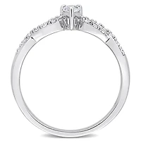 Bague de promesse d'infini de Miabella avec 1/4 carat PBT de Saphir blanc synthétique et 1/10 carat PT de diamant en argent sterling