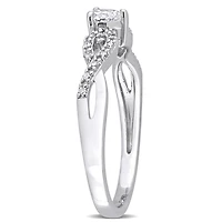 Bague de promesse d'infini de Miabella avec 1/4 carat PBT de Saphir blanc synthétique et 1/10 carat PT de diamant en argent sterling