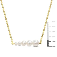 Miabella Freshwater Cultured Pearl 18K Yellow Gold Plated Silver Bar Necklace