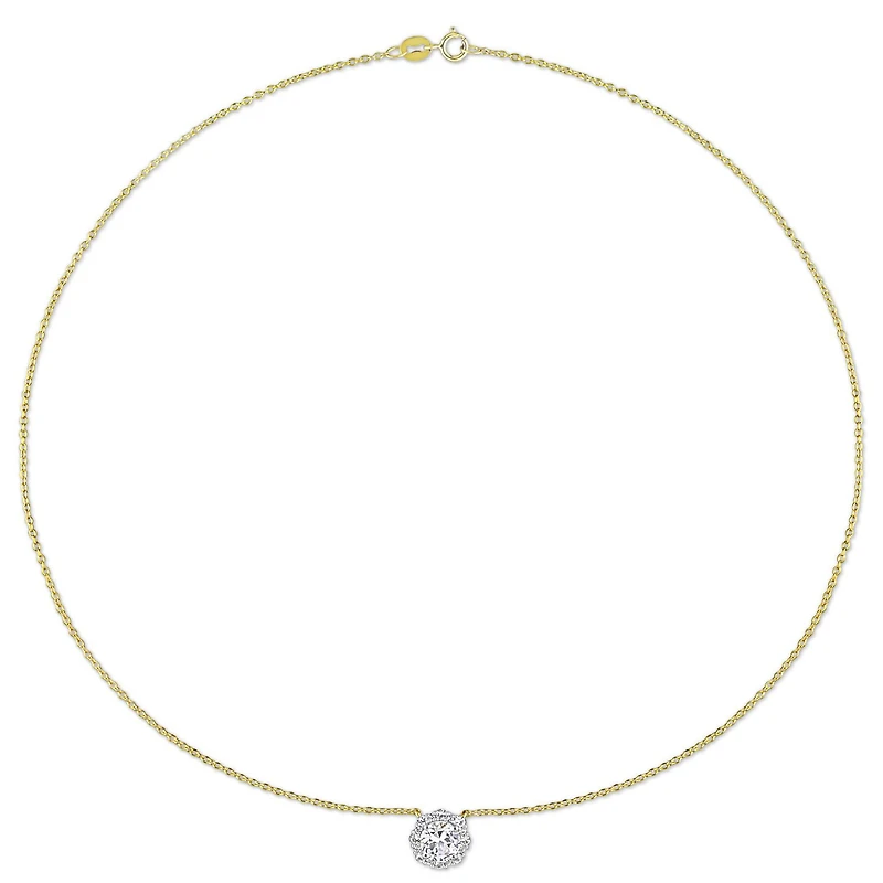Miabella 1-7/8 Carat T.G.W. Created White Sapphire Yellow Rhodium-Plated Sterling Silver Floral Necklace